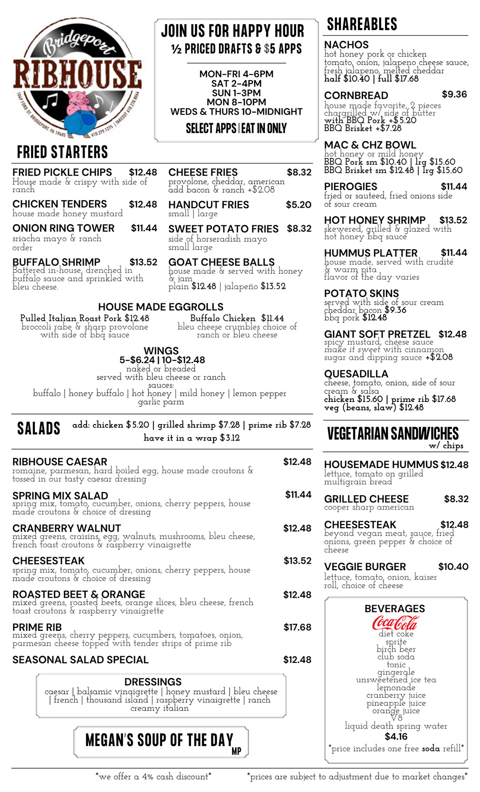 Bridgeport Ribhouse Menu Page 1 of 2